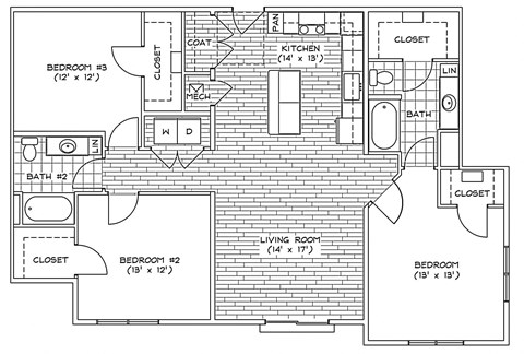 C1 Floor Plan at Piazza on West Pine, Saint Louis, MO, 63108